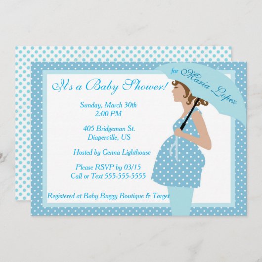 Mère pour être bébé garçon douche Invitation (Devant / Derrière)