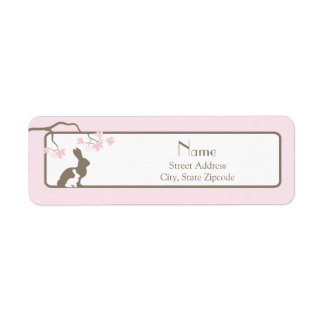 Mère rose et Étiquette de adresse lapin bébé