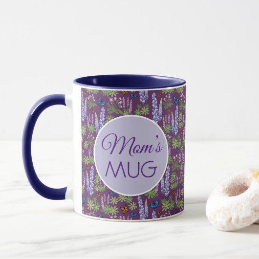 Mère’s Mug fleurs sauvages & papillons lilas (Avec donut)