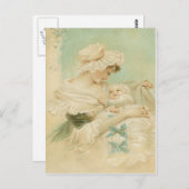 Mère victorienne détenant la carte de fête des mèr (Devant / Derrière)