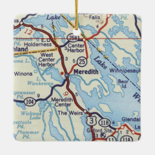 Meredith NH  Map Keramisch Ornament
