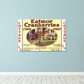 Mereletiket voor katoenhoudende kruinbessen canvas afdruk (Insitu (Houten vloer))