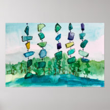 Meren Klinken Blauw Glas Landschap Schildering