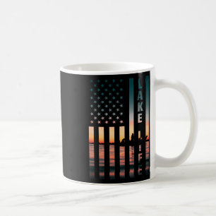 Meren Leven Visser Zonsondergang Amerikaanse Vlag Koffiemok