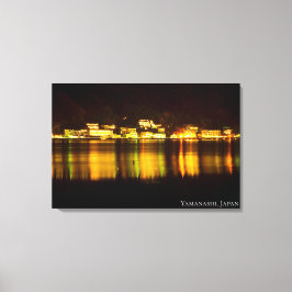 Meren Stad Licht Nacht Hemel Berg Japan Canvas Afdruk