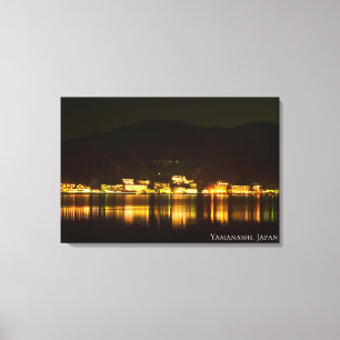 Meren Stad Licht Nacht Hemel Berg Japan Canvas Afdruk