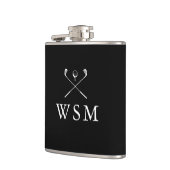 Meren van een monogram golfclubs zwart en wit heupfles (Links)
