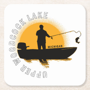 Meren Vissen Michigan Vierkante Kartonnen Onderzetter