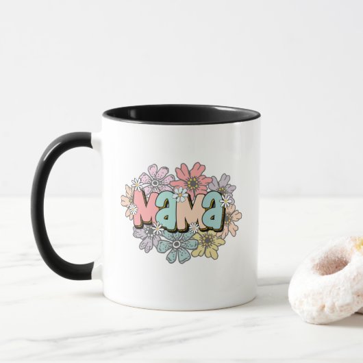 Mère's Day Mug Cadeau Mama Floral Design de Enfant (Avec donut)