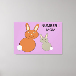 Mères Jours Bunnies Custom Numéro 1 Maman Toile Pr