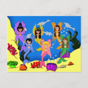 Merfaies en Océan avec carte postale Dolphins