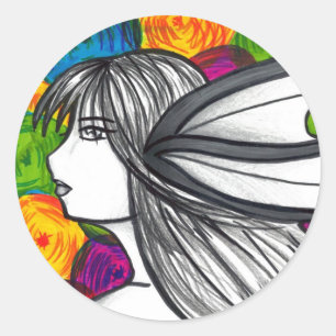 Mergirl of the Neon Lights Ronde Sticker