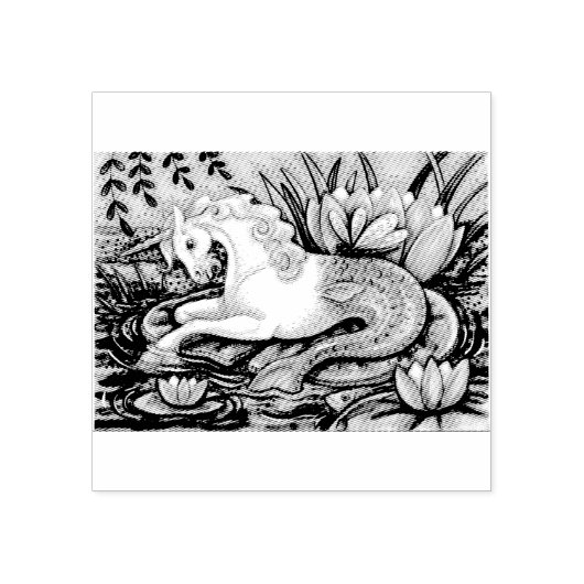 MERHORSE EN LILY PADS FANTASY RUBBER STAMP 	RUBBERSTEMPEL (Afrduk)