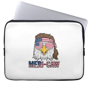 Meri-Caw Patriottische Adelaar Vintage Gravure Shi Laptop Sleeve