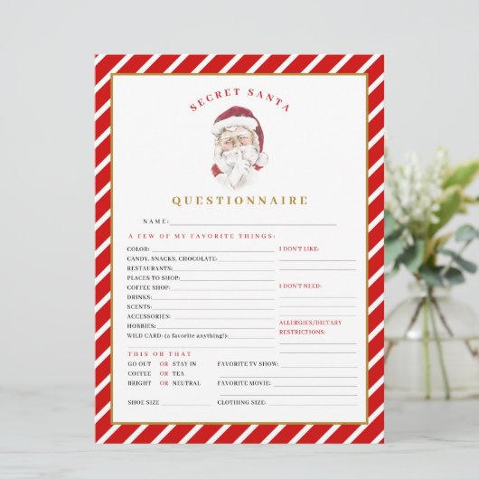 MERI Christmas Secret Santa Questionnaire Kaart (Staand voorkant)