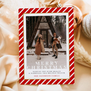 MERI feestelijke rode strepen foto kerst Kaart