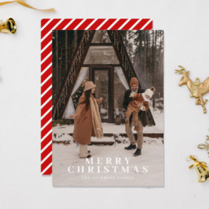 MERI Festive Red Stripes Photo Carte de Noël