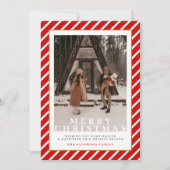MERI Festive Red Stripes Photo Carte de Noël (Devant)