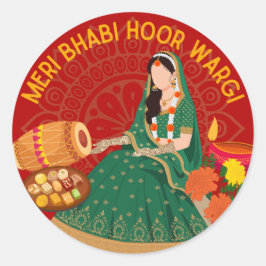 Meri Pyari bhabi Desi Mehndi Art Ronde Sticker