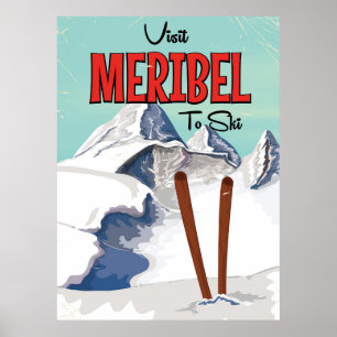Meribel naar ski poster