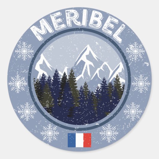 Meribel Ski Station Ronde Sticker (Voorkant)