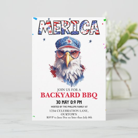 Merica 4 juli achtertuin BBQ Kaart (Staand voorkant)