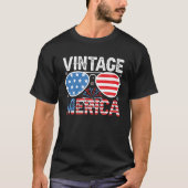 Merica 4 juli Amerikaanse Vlag Retro T-shirt (Voorkant)