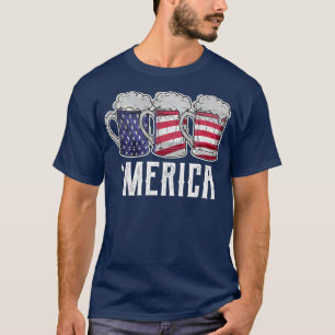 Merica 4 juli Bier Amerikaanse Vlag Dag T-shirt