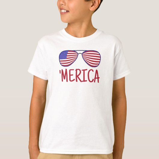 "Merica 4th of Juli Glasses T-Shirt (Voorkant)