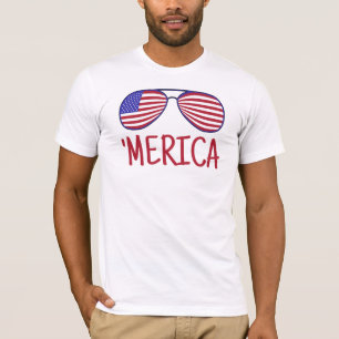 "Merica 4th of Juli Glasses T-Shirt