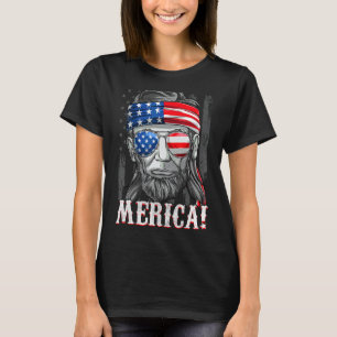 Merica Abe Lincoln 4 juli Amerikaanse Vlag Mull T-shirt