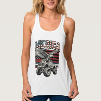 Merica Adelaar Monster Truck Vintage Patriottisch Tanktop
