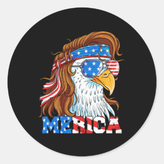 Merica Adelaar Mullet 4 juli Amerikaanse Vlag VS  Ronde Sticker