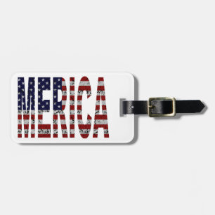 MERICA - American Pride Slang USA Flag Bagagelabel