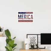 MERICA - American Pride Slang USA Flag Poster (Thuiskantoor)