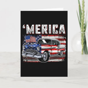 Merica Amerikaanse Vlag Oude Auto 4de Juli Kindere Kaart