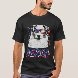 Merica Australian Shepherd Dog 4th Of July Usa T-shirt