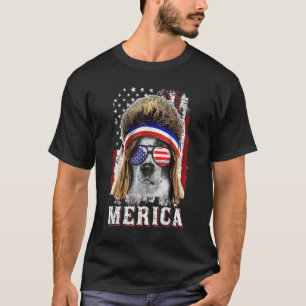 Merica Australische Cattle Dog Mullet Usa Vlag 4e T-shirt