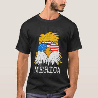 Merica Bald Eagle 4 juli Mullet American Flag T-shirt