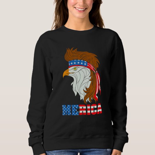 Merica Bald Eagle Mullet American Independence Day Trui (Voorkant)