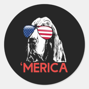 Merica Bet Hound Amerikaanse Vlag 4 Juli Ronde Sticker