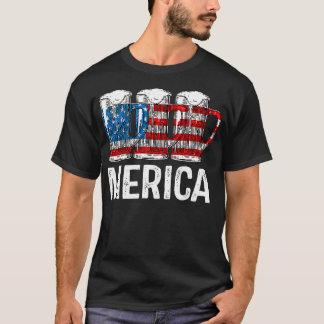 Merica Bier Amerikaanse Vlag T 4th van Juli Gift T-shirt