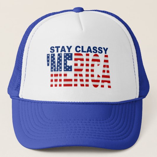 "MERICA Blijf Classy Blue Snapback Trucker Hat Pet (Voorkant)