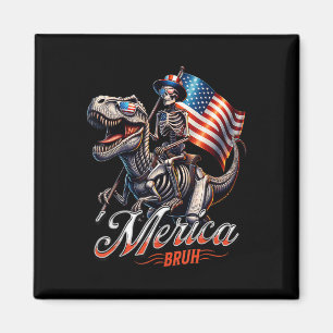 Merica Bruh Patriottisch Skelet Dinosaurus T Rex 4 Magneet