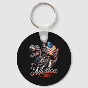 Merica Bruh Patriottisch Skelet Dinosaurus T Rex 4 Sleutelhanger