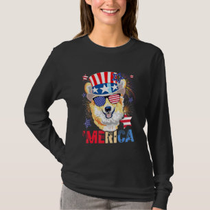 Merica Corgi American Flag Pet Vuurwerk 4th of Ju T-shirt