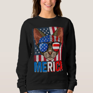 Merica Devon Rex Cat 4th van juli Amerikaanse vlag Trui