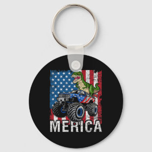 Merica Dinosaur Monster Truck Amerikaanse vlag 4e  Sleutelhanger