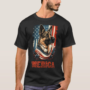 Merica Duitse Herders Amerikaanse Vlag 4 juli D T-shirt