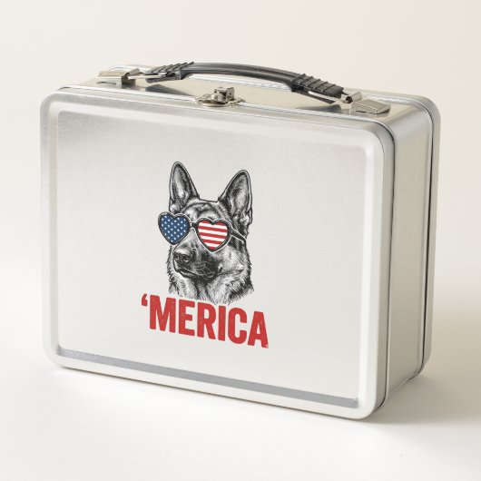 Merica Duitse Herdershond Vlag Zonnebril Shirt Ont (Voorkant)
